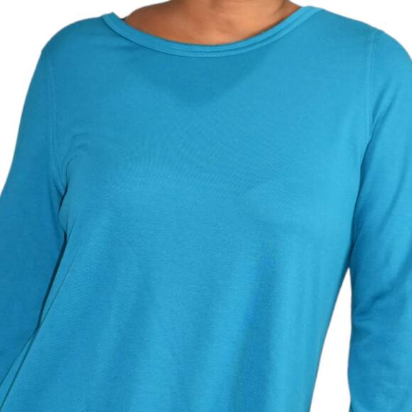 Soft Surroundings Callie Top Blue Turquoise Artsy Buttons Tunic Pullover Medium - Picture 4 of 13